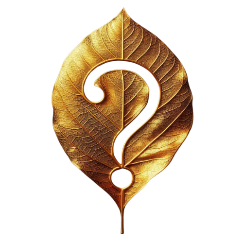 A Vibrant gold leaf with its veins in the shape of a Question Mark
